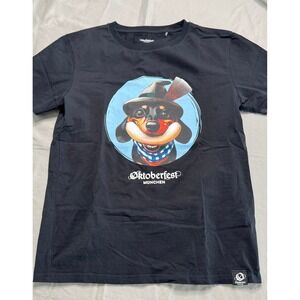Bavaroi Oktoberfest Munchen Dachshund Black Organic Cotton Graphic T-Shirt M